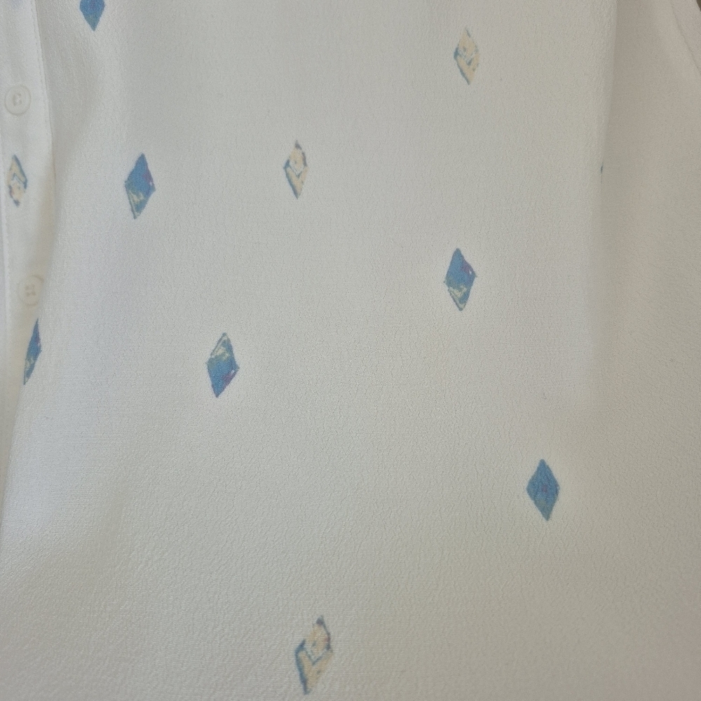 Gentle Fawn Sleeveless Shift Summer Dress White & Blue Micro Geo Print - Picture 6 of 8